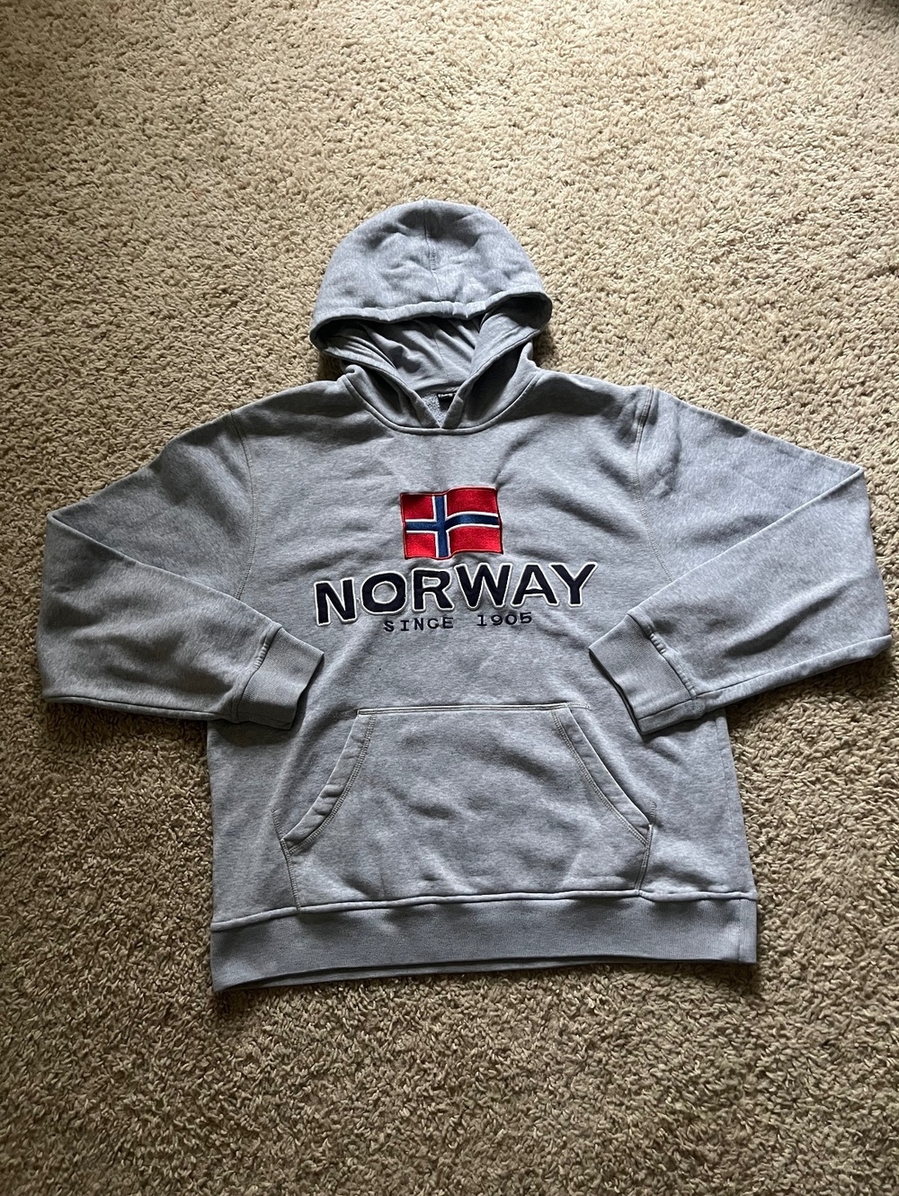 Rokk Norwegian Brand Gray Pullover Hoodie With Norway Flag XL